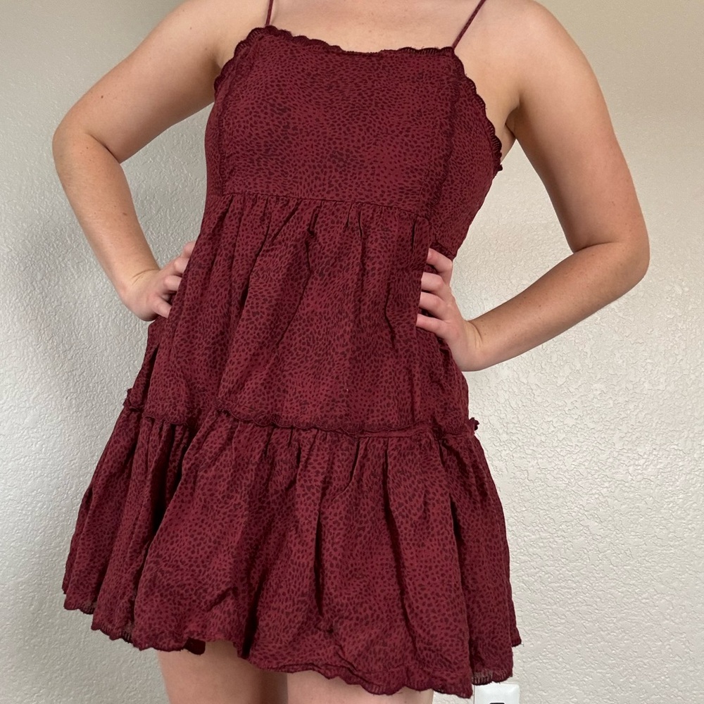 Urban Outfitters Red Ruffled Tiered Mini Sundress